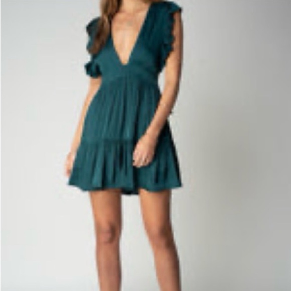 Stillwater Jessie Mini Emerald Green Ruffle Dress NWT